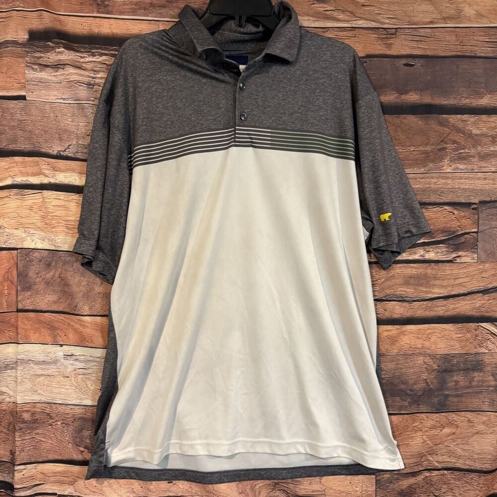 Jack Nicklaus Shirt Mens XL Grey White Colorblock StayDri Golf Polo Short Sleeve
